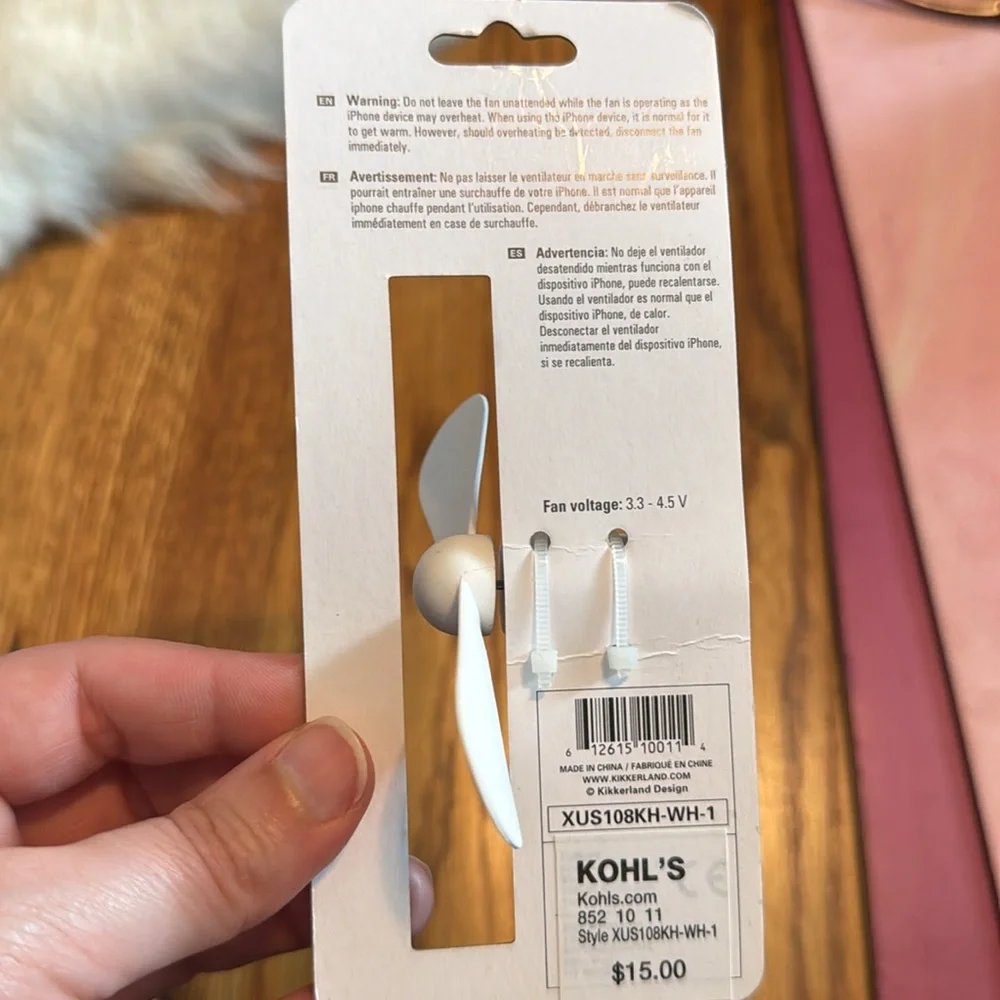 Kikkerland White Portable Phone Fan Adapter